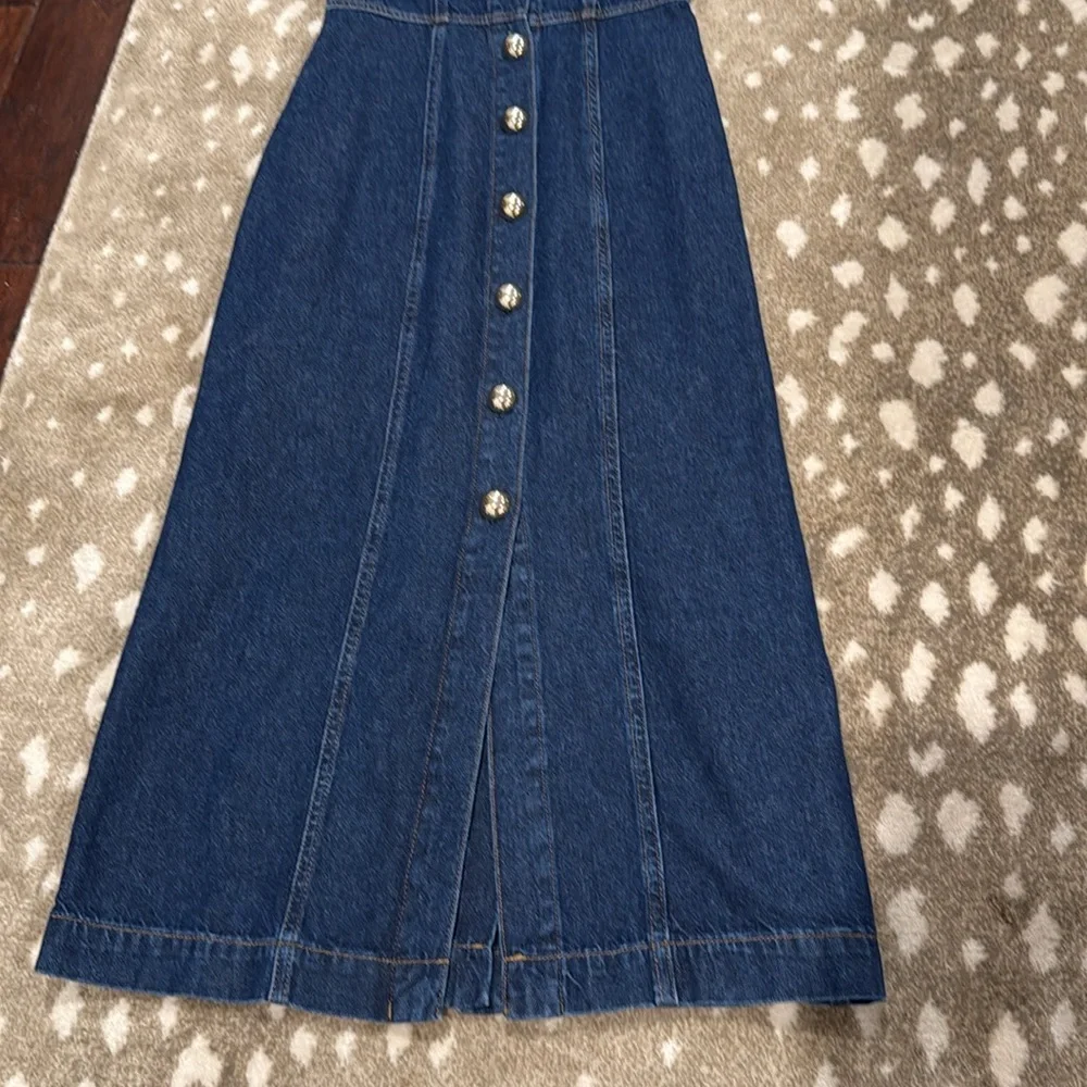 Reformation Roswell Prespa Blue Denim Button-Front Midi Dress. Size 0 - Picture 6 of 12